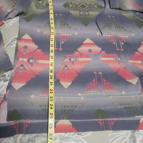 Chaps Blue/Green/Peach Cotton Pull Over Hooded Sweatshirt/Top Medium EUC - Picture 5 of 8